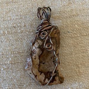Wire wrapped stone pendant
